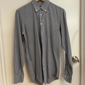 CH by Carolina Herrera button down shirt in blue & white gingham. Used. Size 15
